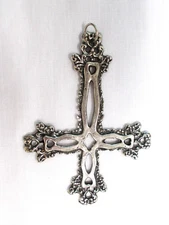 Ornate Evil Inverted Cross Huge 4 Inch Satanic Occult Pewter Pendant Necklace