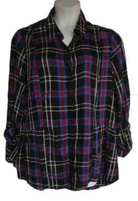 C EST 1946 Size 18 / 20W Blue Black Red Plaid Button Down Shirt NWT