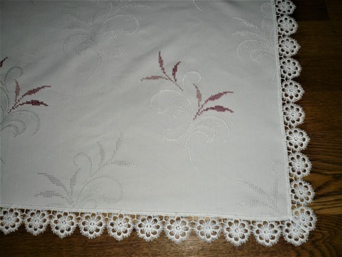 Super centrotavola damascato 106 cm / 106 cm fatto a mano ottimo shabby chic - Foto 2 di 12