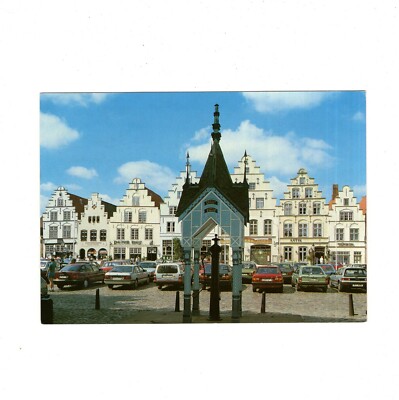 Postcard Friedrichstadt an der Eider / market fountain + gabled houses 2001