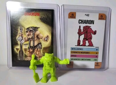 90er Monster in My Pocket Charon Serie 1 #42 olivgrün mit Battle Card!
