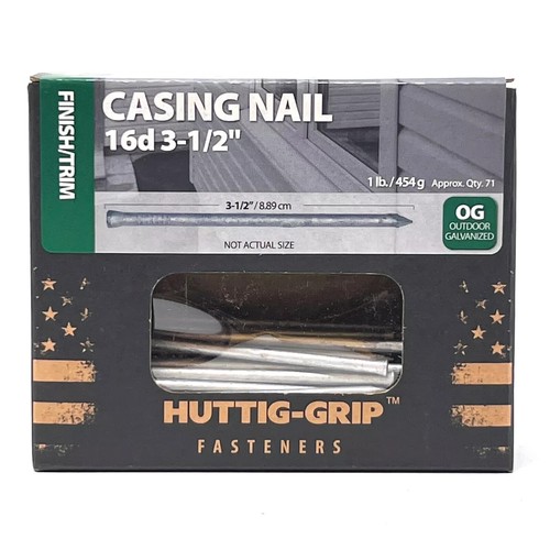 Huttig Grip 16d Finish Casing Nail 3-1/2 in HGN16OGCAS1 Galvanized 1 lb 71 Nails - Picture 5 of 6