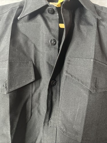 Vintage US Navy Shirt Mens 15x33 Black Button Up Official Uniform Military 80s - Picture 7 of 10