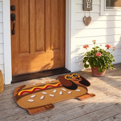 Summer Dachshund Door Mat 17 x 28 Inch Funny Hot Dog Dog Welcome Mat for Fron...