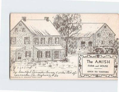 #ad Postcard The Amish Farm and House Pennsylvania USA $2.95