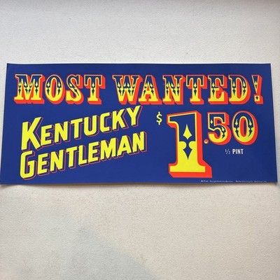 Barton Distilling Co. Straight Kentucky Bourbon Bar Advertising Sign 9 x20 