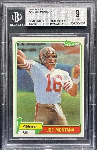 Joe Montana 1981 Topps #216 Rookie RC BGS 9 Mint – 49ers HOF Legend