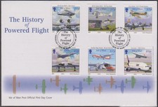 GB Isle of Man I.O.M 2003 Powered Flight Centenary/RAF Aircraft SG 1067-1072 FDC