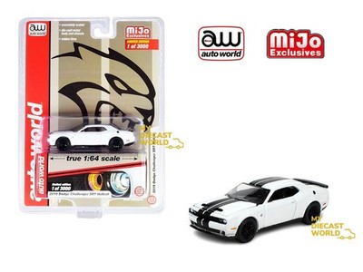 1/64 Auto World 2019 Dodge Challenger SRT Hellcat White with Black Stripes