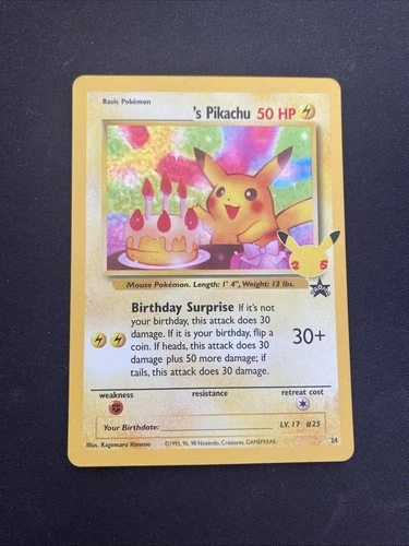 Birthday Pikachu Celebrations Classic Collection Pokemon Holo Card