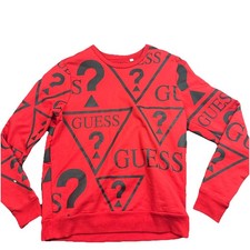 Vintage 90s Guess Jeans Sweatshirt Crewneck All Over Print Logo Spell-Out Mens S