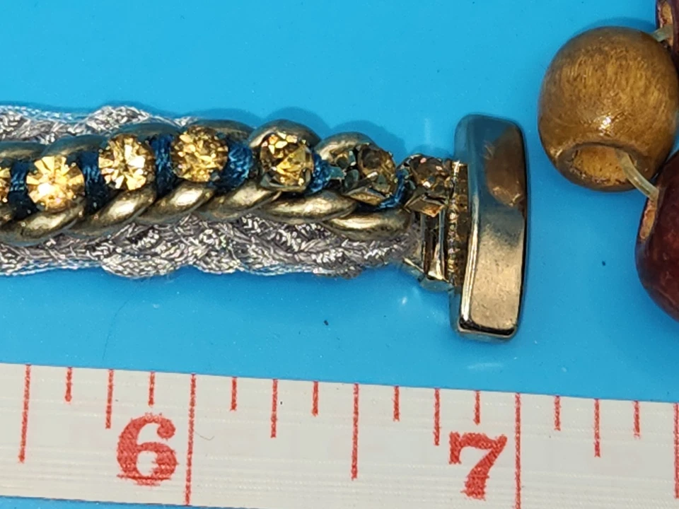 Y2K BOHO banda de encaje agachado bajo cadena de latón con cuentas de vidrio ámbar Foto 4 de 4