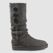 Ugg Vintage Y2K Gray Classic Cardy Knit Sweater Boots Women's Size 6
