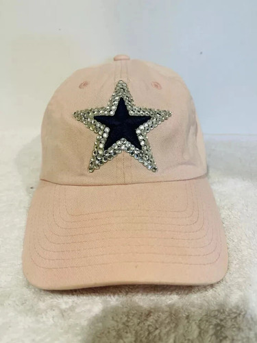 Vntg- NFL Pink Dallas Cowboy Authentic Apparel Rhinestone Star Logo Hat one size - Picture 3 of 7