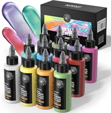 Acrylic Paint, 12 Colors Metallic Acrylic Paint Set A, 2Oz/60Ml Bottles, Rich Pi