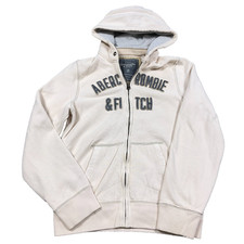 Vintage Y2K Abercrombie  Fitch Hoodie Men Large White Full Zip Waffle Knit Hood