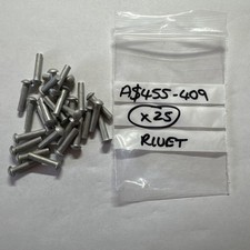NEW/OTHER SNAP HEAD PLATED STEEL RIVET , AS455-409, 1/8" DIA, APPROX 25 PER BAG