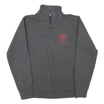CHAMPION Homme Sweatshirt Gris Coton Mélangé 1/4 Zip Décontracté S - Photo 1/4