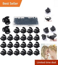 Mini Hair Claw Clips - 48 Pcs Black Non-Slip Clips for Stylish Hairstyles