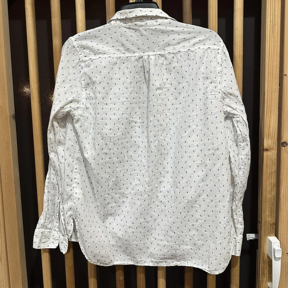 Camisa GAP Mujer Mediana Azul Blanco Manga Larga Botón Túnica Bolsillo Top Foto 3 de 4