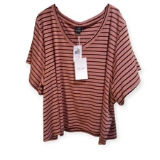 4XL Women's V Neck Shirt New With Tags Dusty Rose Color Trellis+Oak plus Size