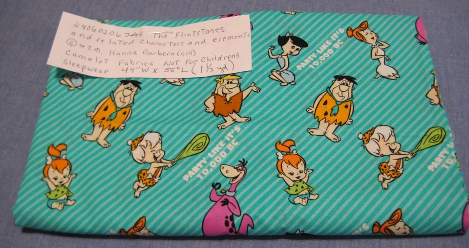 CAMELOT LICENSED FABRIC, HANNA BARBERA 24060206JAS FRED FLINTSTONE, 1 1/2 YDS, - Image 2 of 3