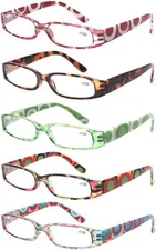 Kerecsen Reading Glasses 5 Pairs Ladies Fashion Spring Hinge 5 Mix Color 