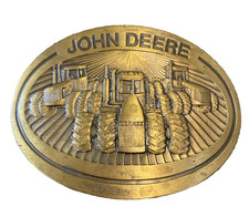 Vintage 1981 John Deere Gold Belt Buckle Farm Tractor Agriculture Collectible