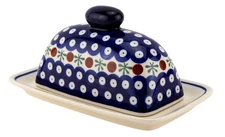 Polish Pottery Butter Dish with Lid  Zaklady Boleslawiec, Poland - Butter Keeper