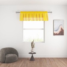 Valance 16 inches Long Sheer Curtain Toppers 52"W x 16"L Pack of 1 Yellow