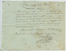 Etat-Major Place de Saumur. Garde nationale. Ordre au commandant. Escorte . 1793