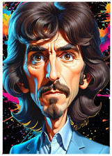 GEORGE HARRISON - The Beatles * Fun Novelty * MUSIC * Art Card * ATC ACEO