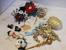 Vintage Mixed Lot of 10 Christmas Ornaments Tree Holiday Decorations Multi Color