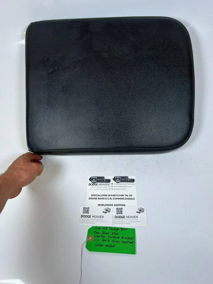 Dodge Ram 1500-3500 2002-2005 OEM consola central reposabrazos tapa cuero gris oscuro Foto 2 de 4