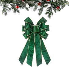 Christmas Large Velvet Bow for Wreath, Vintage Green Velvet Wreath Bows for Fron