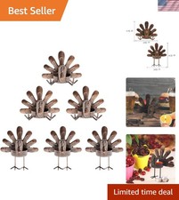 Charming Turkey Candle Holder Set - 6 Bronze Metal Tealight Holders for Holidays