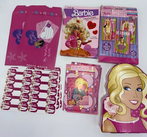 Vintage Barbie Valentine's Day Lot greeting cards labels trading cards gift box