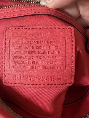 Authentic Coach Signature C Logo Khaki Tan Coral Stripe 22418M