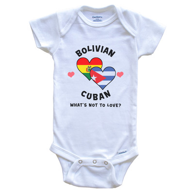 Bolivian Cuban What's Not To Love Heart Flags Bolivia Cuba Baby Bodysuit