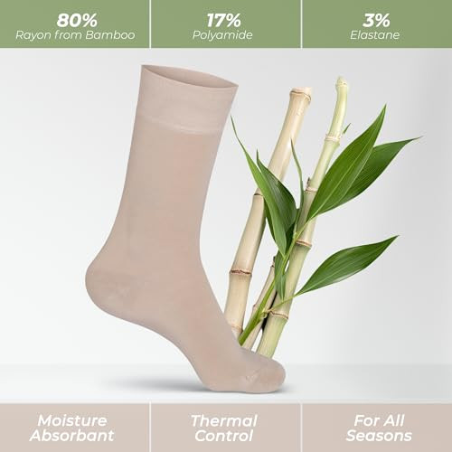 Women's Thin Rayon Dress Socks - Casual Color Crew Socks, 9-12 Beige (3 Pack) - Picture 2 of 6