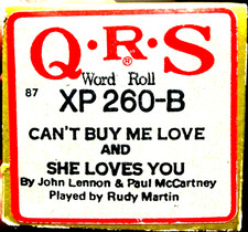 QRS The Beatles CAN'T BUY ME LOVE  SHE LOVES YOU XP-260-B Player Piano Roll