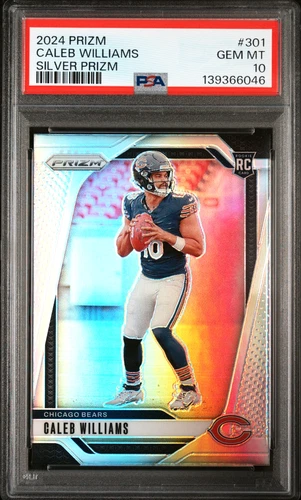 CALEB WILLIAMS 2024 PRIZM SILVER ROOKIE RC #301 PSA 10 GEM MINT! BEARS USC HOT!