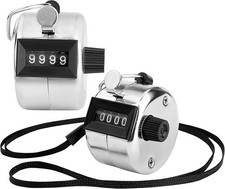 2 Pack Hand Tally Clicker Counter  4 Digit Metal Mechanical Hand Counter Lanyard