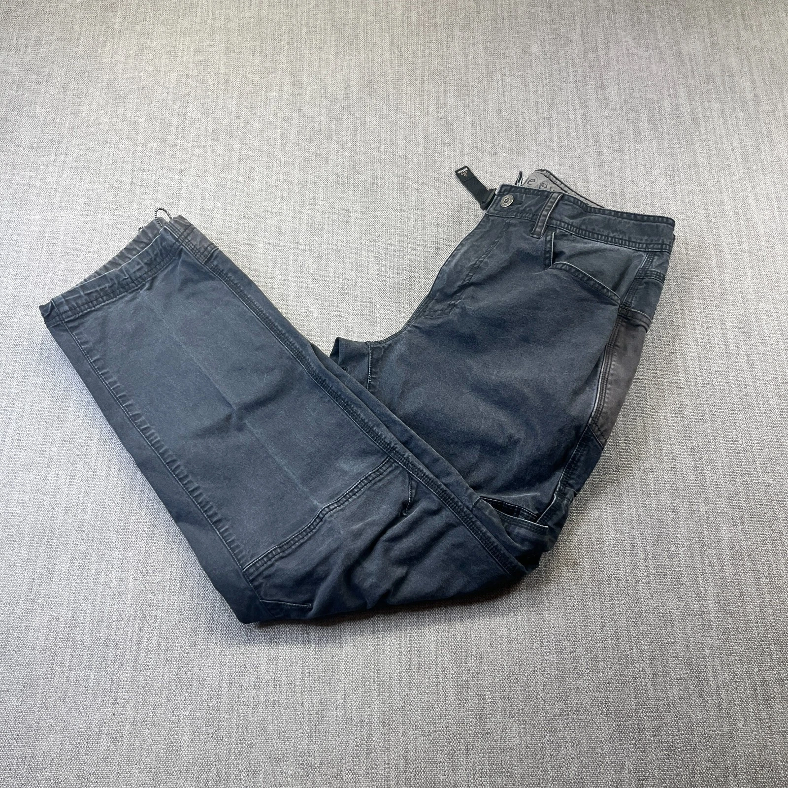 Prana Cargo Pants Mens 34 Black Cavas Double Knee Outdoor Hiking Trail