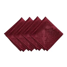 Home Fashions Caiden Elegance Damask Fabric Napkins (Set of 4), 17" x 17", Cr...