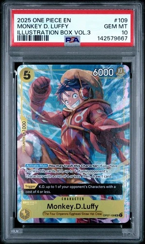 2025 ONE PIECE MONKEY D LUFFY ILLUSTRATION BOX VOL 3 OP07 #109 PSA 10 GEM MINT
