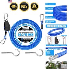 Clothes Line Outdoors 40ft Retractable with Hooks