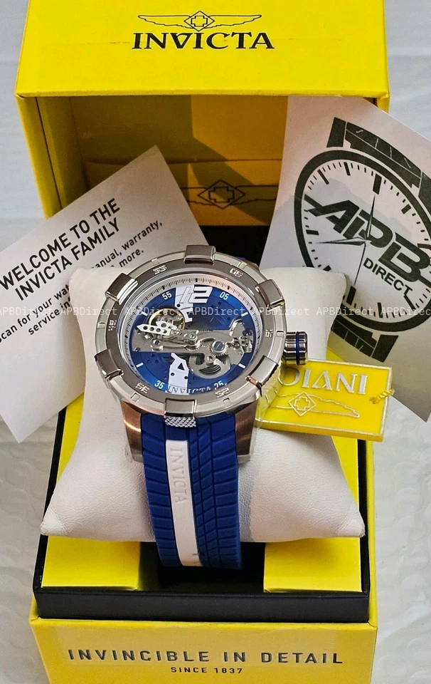 Invicta - ESQUELETO - S1 Rally - Reloj Hombre Automático Exposición Blanco/Azul Foto 2 de 4