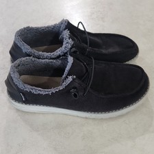 Hey Dude Wendy Corduroy Black/Gray Faux Fur Lined Slip-On Woman's US 8