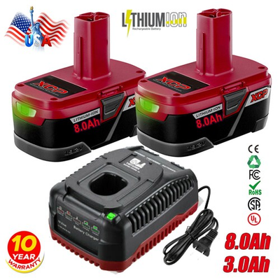 #ad 1 2Pack 8.0Ah for Craftsman 19.2V Lithium Battery C3 DieHard 11375 6.0Ah Charger $67.99